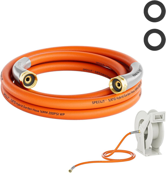 Short Garden Water Hose 10ft x3/4" Dual Female Connector for Reel