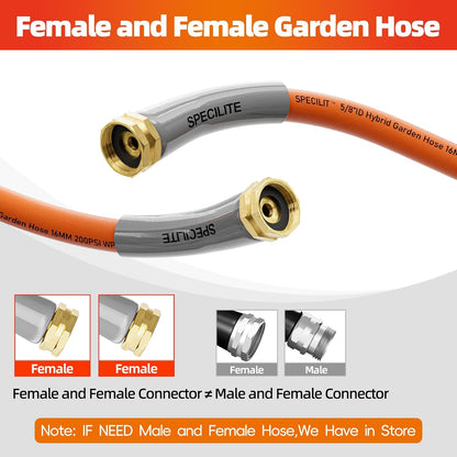 Short Garden Water Hose 10ft x3/4" Dual Female Connector for Reel
