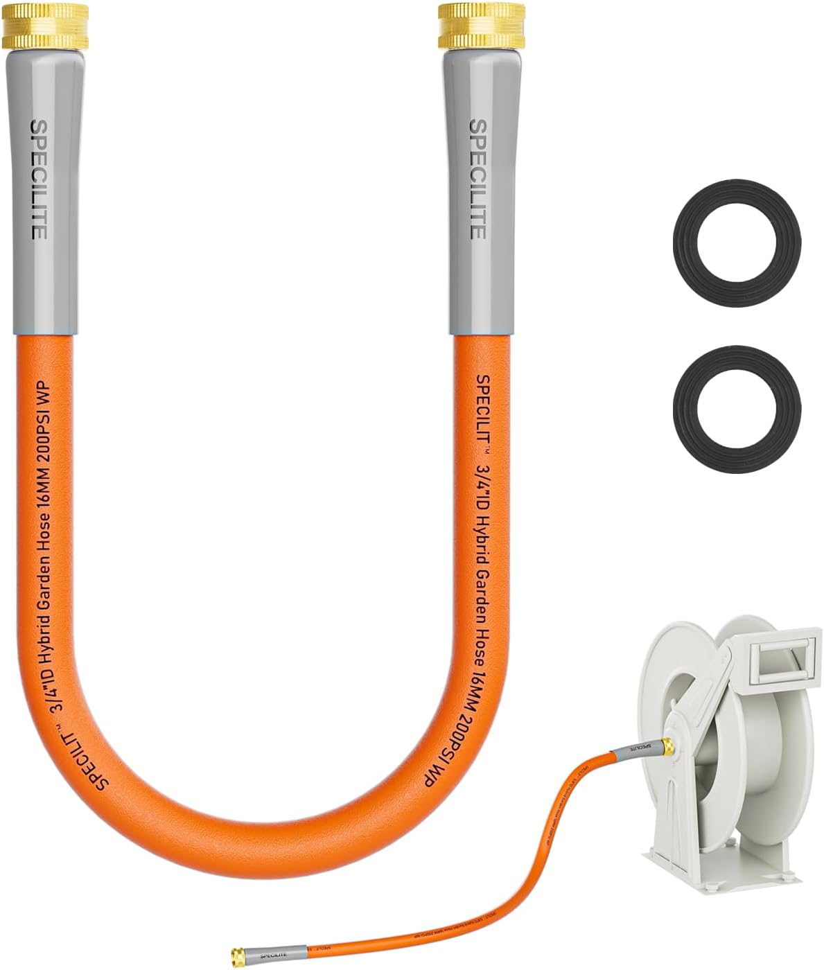 Short Garden Water Hose 10ft x3/4" Dual Female Connector for Reel