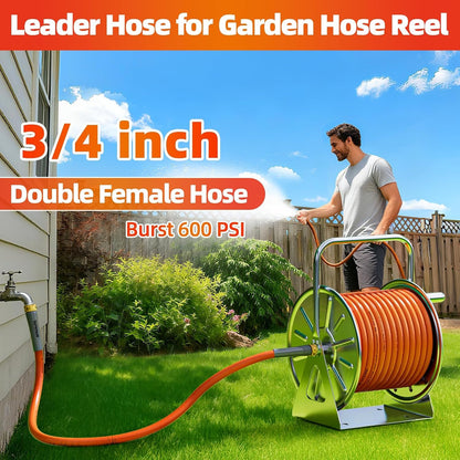 Short Garden Water Hose 10ft x3/4" Dual Female Connector for Reel
