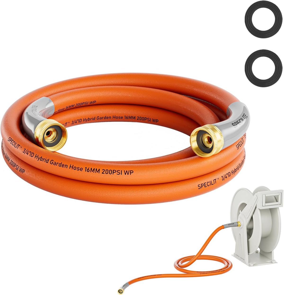 Short Garden Water Hose 10ft x3/4" Dual Female Connector for Reel