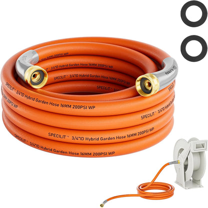 Short Garden Water Hose 10ft x3/4" Dual Female Connector for Reel
