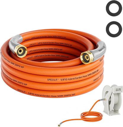 Short Garden Water Hose 10ft x3/4" Dual Female Connector for Reel
