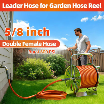 Short Garden Water Hose 10ft x3/4" Dual Female Connector for Reel