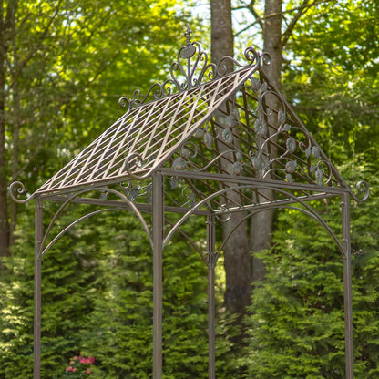 9.5ft T Iron Garden Arch with Embellished Trellis London 1820" (Antique White)