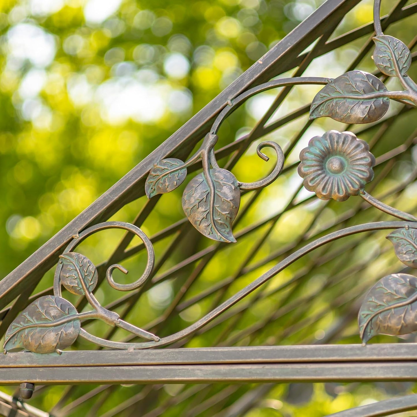 9.5ft T Iron Garden Arch with Embellished Trellis London 1820" (Antique White)