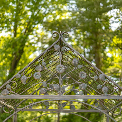 9.5ft T Iron Garden Arch with Embellished Trellis London 1820" (Antique White)