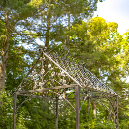 9.5ft T Iron Garden Arch with Embellished Trellis London 1820" (Antique White)