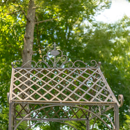 9.5ft T Iron Garden Arch with Embellished Trellis London 1820" (Antique White)