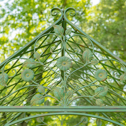 9.5ft T Iron Garden Arch with Embellished Trellis London 1820" (Antique White)