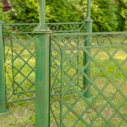 9.5ft T Iron Garden Arch with Embellished Trellis London 1820" (Antique White)