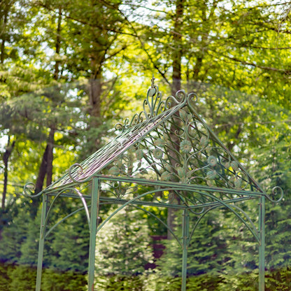 9.5ft T Iron Garden Arch with Embellished Trellis London 1820" (Antique White)