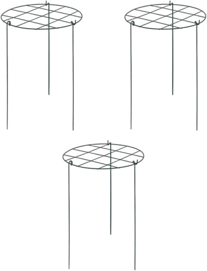 3X Peony Support Cages Plant Support Rings Elegant Metal Frame Sturdy Climbing Trellis Grow Through Hoops for Courtyard Rose, Grid
