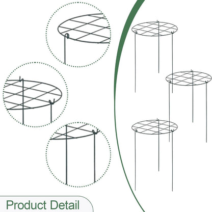 3X Peony Support Cages Plant Support Rings Elegant Metal Frame Sturdy Climbing Trellis Grow Through Hoops for Courtyard Rose, Grid