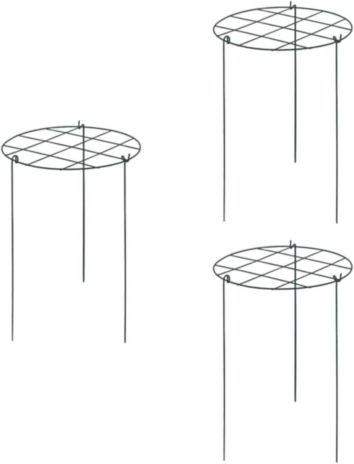 3X Peony Support Cages Plant Support Rings Elegant Metal Frame Sturdy Climbing Trellis Grow Through Hoops for Courtyard Rose, Grid