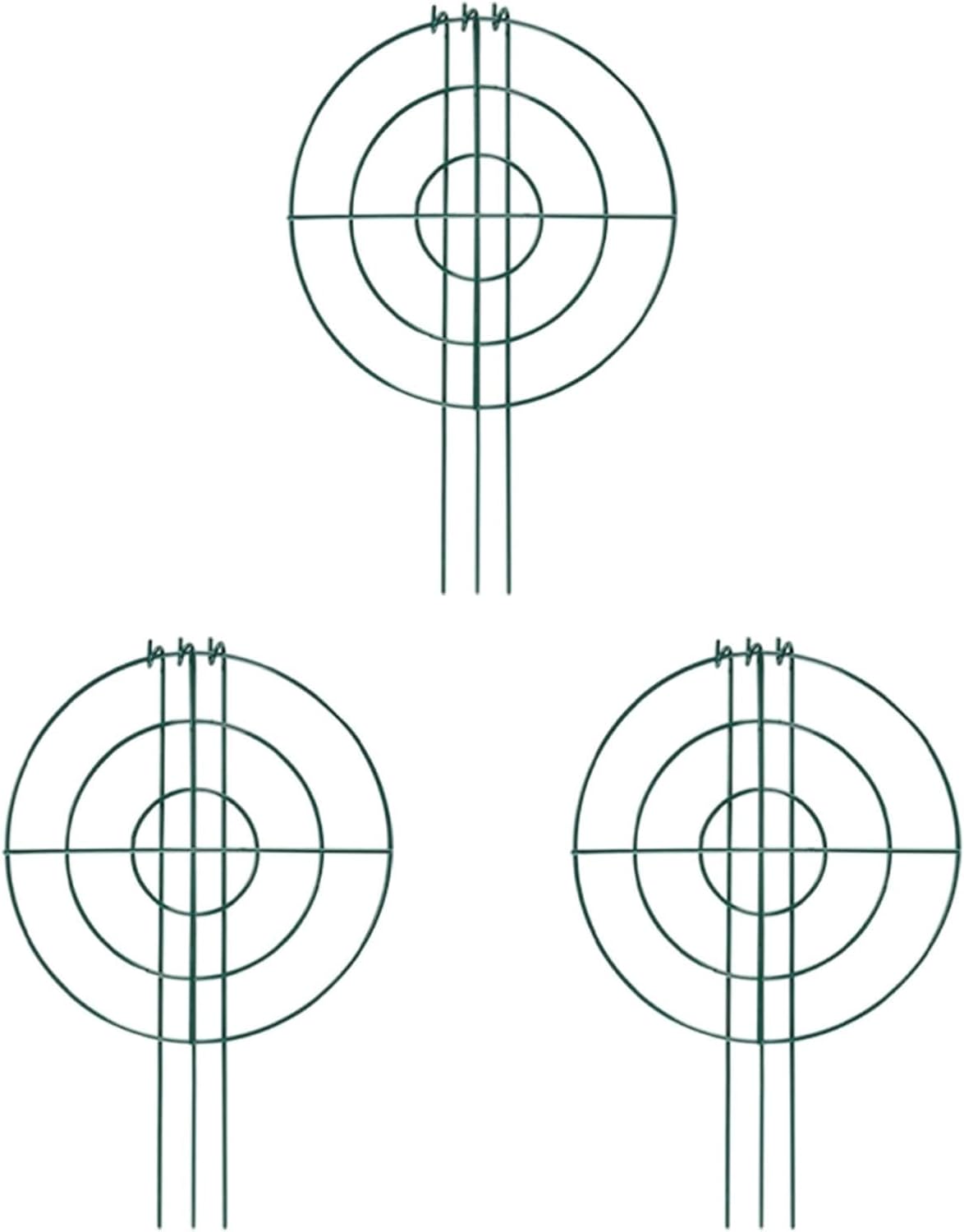 3X Peony Support Cages Plant Support Rings Elegant Metal Frame Sturdy Climbing Trellis Grow Through Hoops for Courtyard Rose, Grid