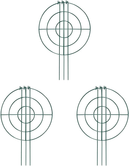 3X Peony Support Cages Plant Support Rings Elegant Metal Frame Sturdy Climbing Trellis Grow Through Hoops for Courtyard Rose, Grid