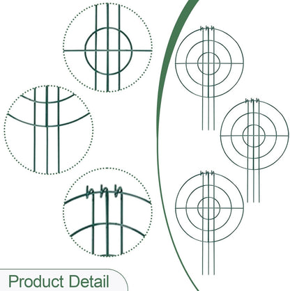 3X Peony Support Cages Plant Support Rings Elegant Metal Frame Sturdy Climbing Trellis Grow Through Hoops for Courtyard Rose, Grid