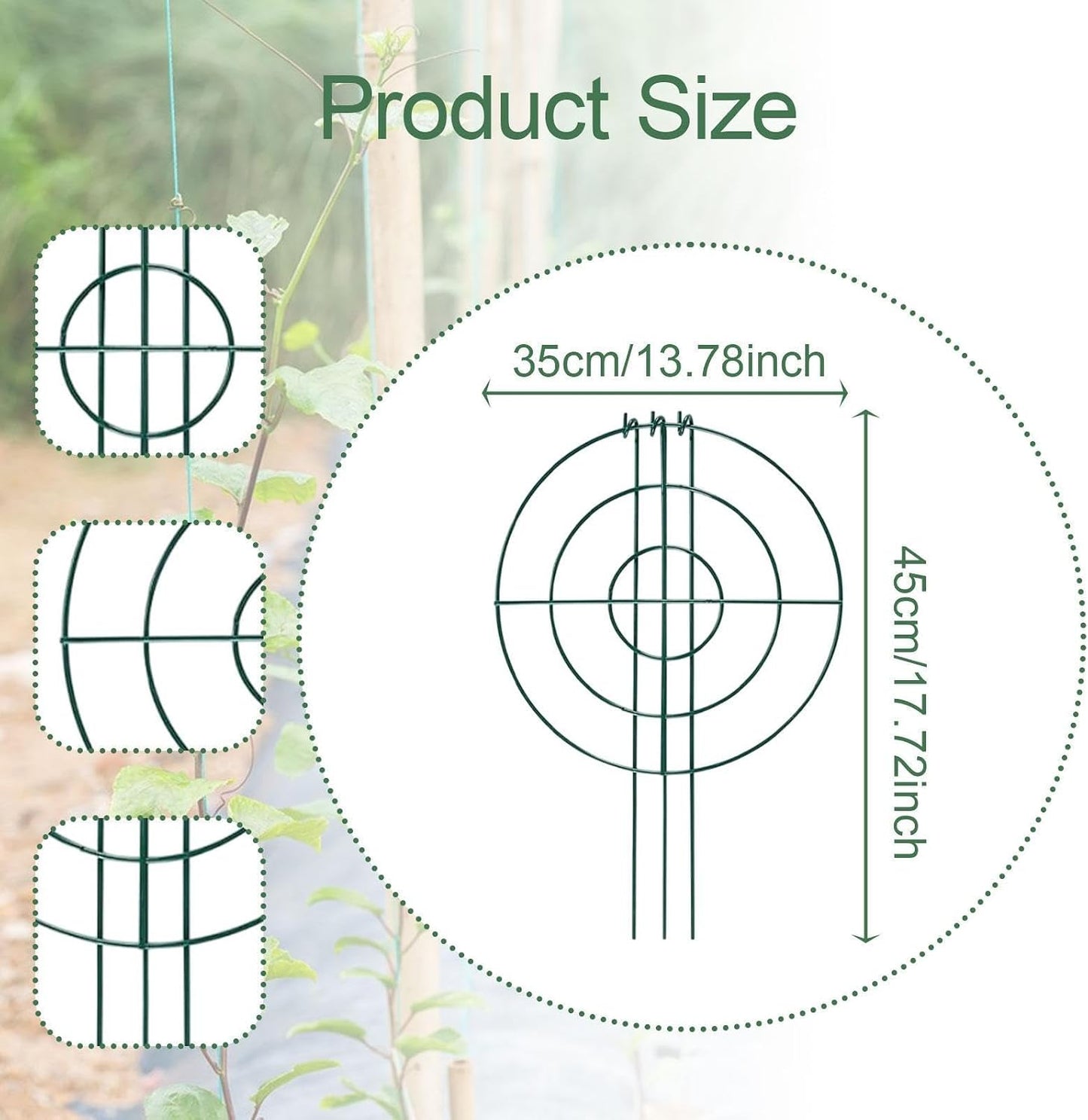 3X Peony Support Cages Plant Support Rings Elegant Metal Frame Sturdy Climbing Trellis Grow Through Hoops for Courtyard Rose, Grid