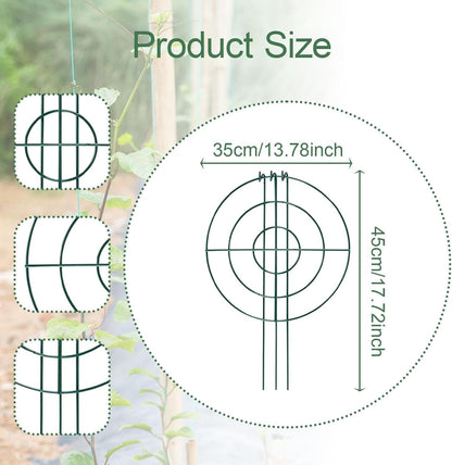 3X Peony Support Cages Plant Support Rings Elegant Metal Frame Sturdy Climbing Trellis Grow Through Hoops for Courtyard Rose, Grid
