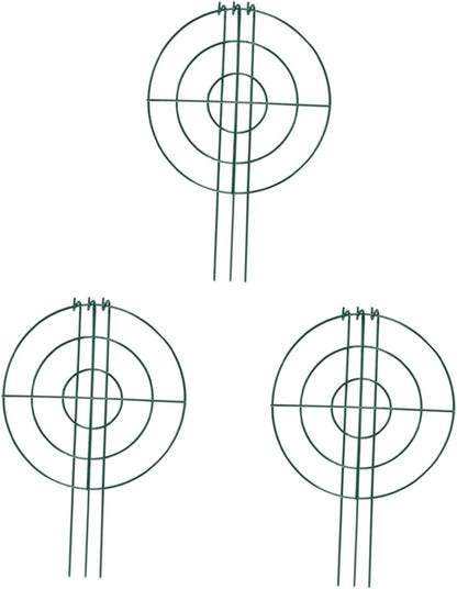 3X Peony Support Cages Plant Support Rings Elegant Metal Frame Sturdy Climbing Trellis Grow Through Hoops for Courtyard Rose, Grid