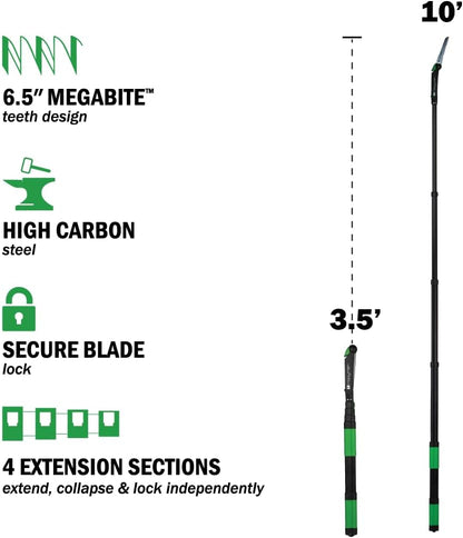 Extendable Tree Saw with Compact Design, Detachable Handsaw and Telescoping Pole, No-Slip H-Grip, Impulse Hardened Teeth, and Wrist Lanyard for Tree Trimming, Hunting, Camping, and Outdoors