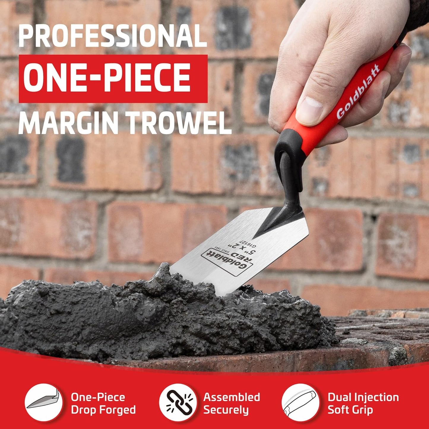 RED Margin Trowel, 5" x 2" Upgraded Ground Blade