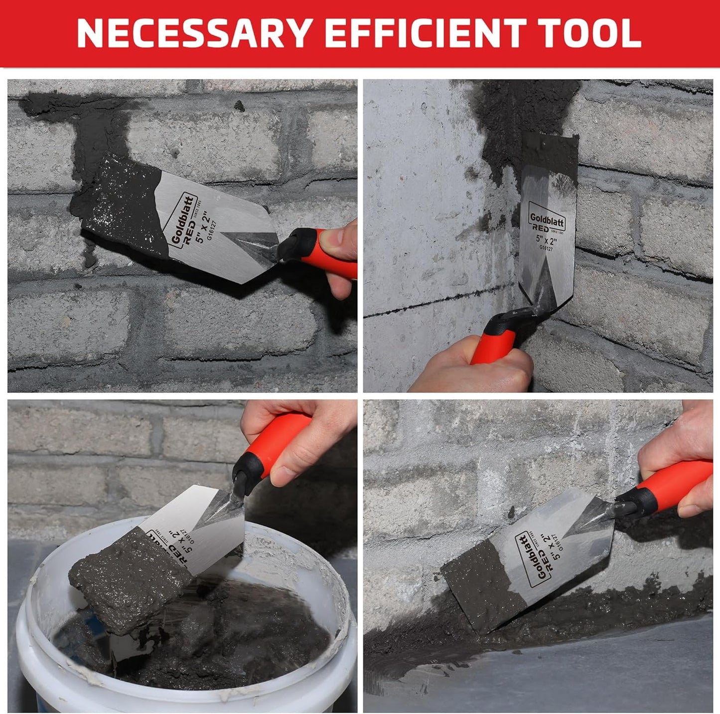 RED Margin Trowel, 5" x 2" Upgraded Ground Blade