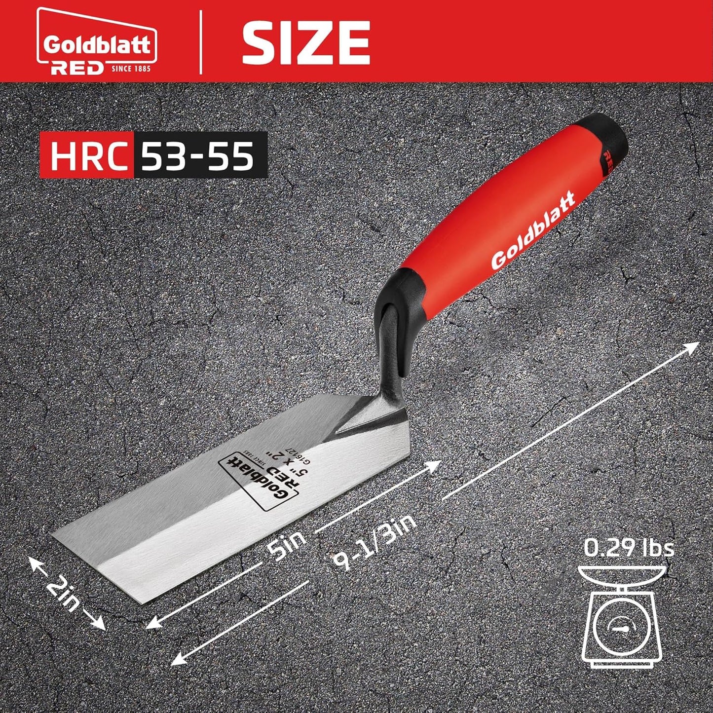 RED Margin Trowel, 5" x 2" Upgraded Ground Blade