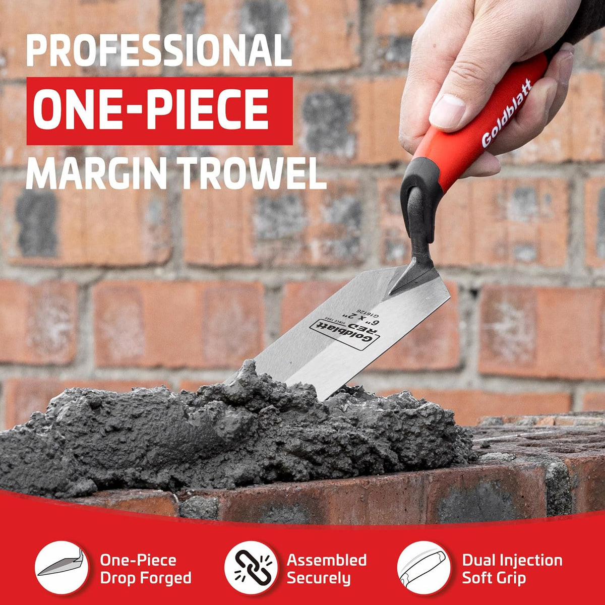 RED Margin Trowel, 5" x 2" Upgraded Ground Blade