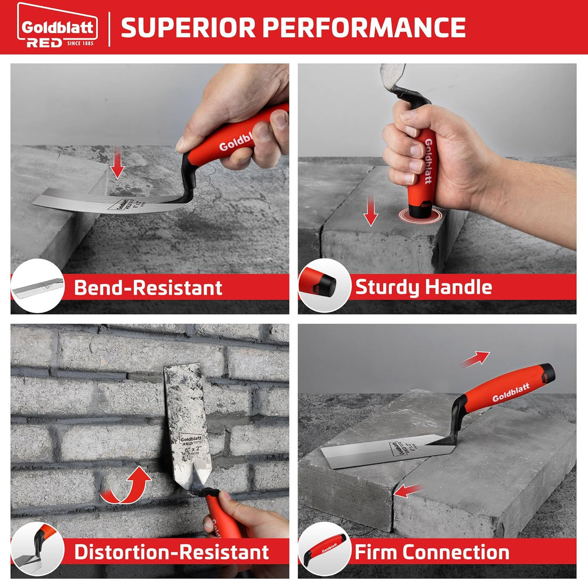 RED Margin Trowel, 5" x 2" Upgraded Ground Blade