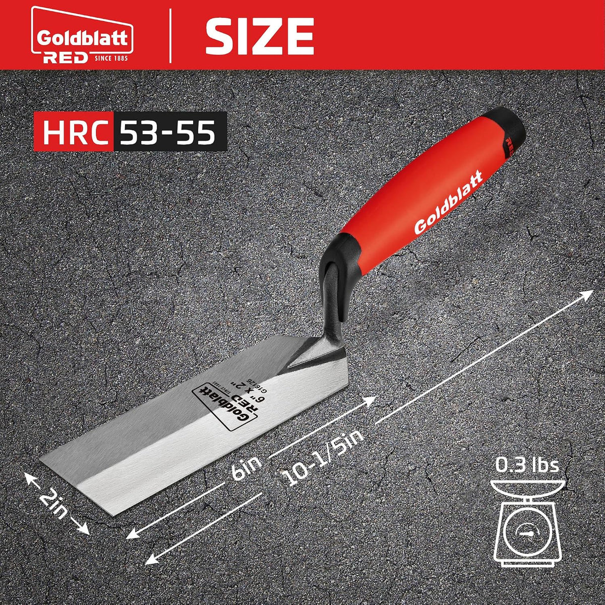 RED Margin Trowel, 5" x 2" Upgraded Ground Blade