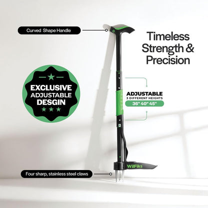 Weed Puller Tool with Long Adjustable Handle (36", 40", & 45"), Quick-Release Weed Ejector Mechanism, Lightweight Aluminum Stand-Up Heavy Duty Weed Remover, 4-Claw Head & Foot Pedal for Easy Weeding