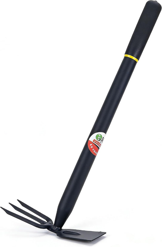 2-in-1 Garden Cultivator Tool, Hand Hoe & Rake, One-Piece Forged Weeding Tool for Soil Loosening, Weeding, Planting