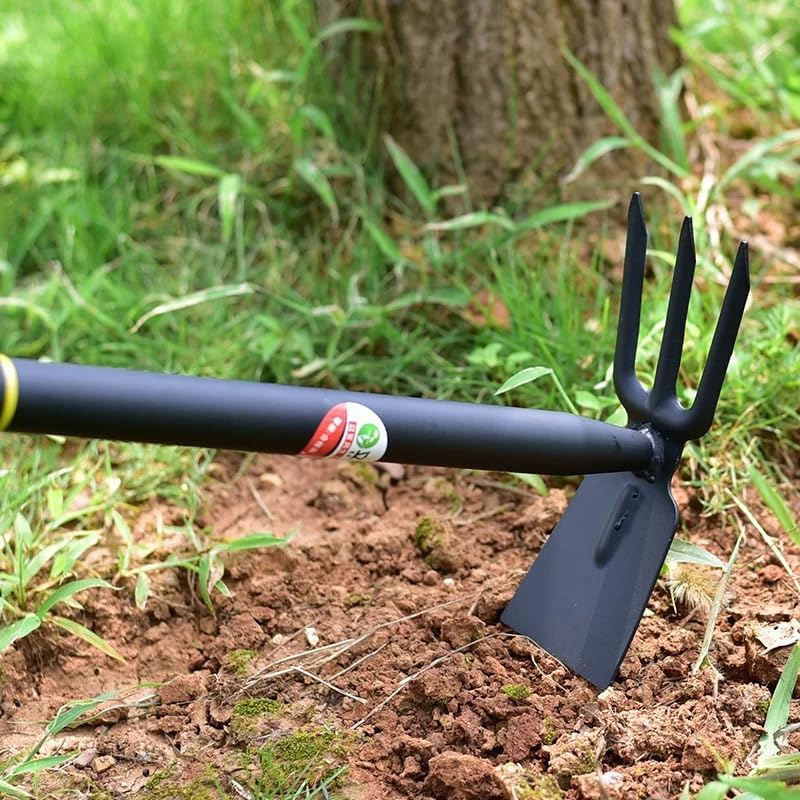 2-in-1 Garden Cultivator Tool, Hand Hoe & Rake, One-Piece Forged Weeding Tool for Soil Loosening, Weeding, Planting