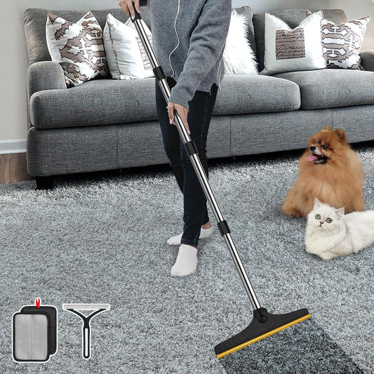 Carpet Rake for Pet Hair Removal, Reusable Carpet Scraper Broom