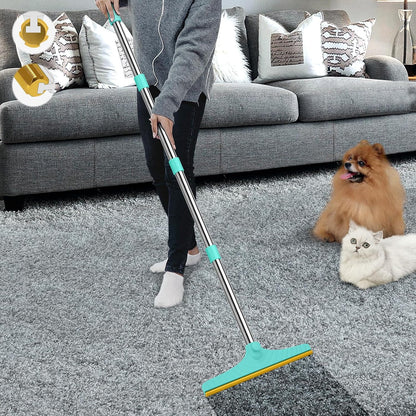Carpet Rake for Pet Hair Removal, Reusable Carpet Scraper Broom