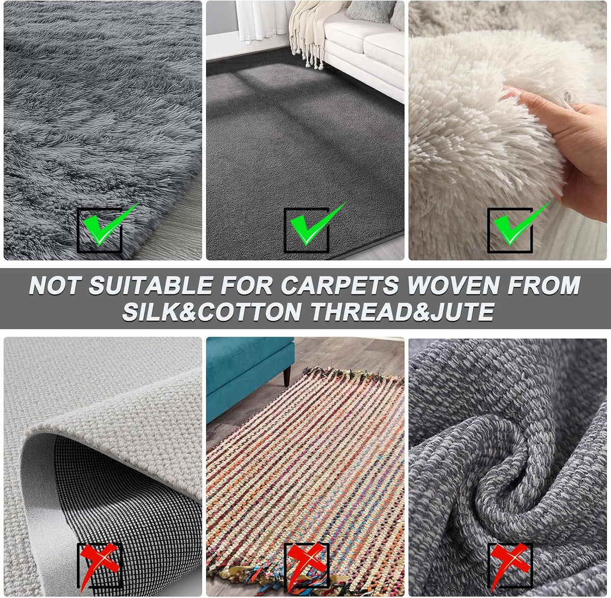 Carpet Rake for Pet Hair Removal, Reusable Carpet Scraper Broom