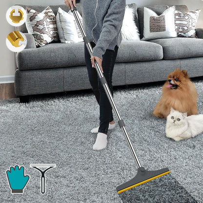 Carpet Rake for Pet Hair Removal, Reusable Carpet Scraper Broom