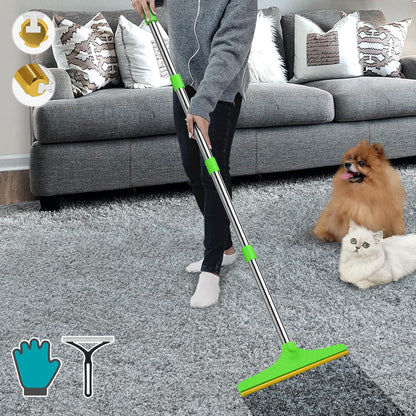 Carpet Rake for Pet Hair Removal, Reusable Carpet Scraper Broom