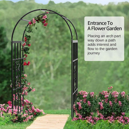 Arbors, Curved Metal Endurable Iron Trellis Plants Stand Use for Outdoor Garden Arbor Climbing Plants Wedding Arches Ceremony