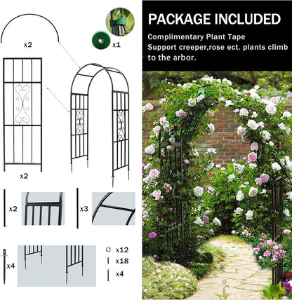 Arbors, Curved Metal Endurable Iron Trellis Plants Stand Use for Outdoor Garden Arbor Climbing Plants Wedding Arches Ceremony