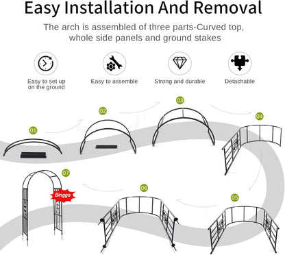 Arbors, Curved Metal Endurable Iron Trellis Plants Stand Use for Outdoor Garden Arbor Climbing Plants Wedding Arches Ceremony