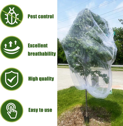 12'x12' Large Fruit Tree Netting with Zipper - Protects Fruit from Squirrels, Birds & Pests, Heavy-Duty Tree Covers for Fruit Trees (White)