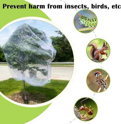12'x12' Large Fruit Tree Netting with Zipper - Protects Fruit from Squirrels, Birds & Pests, Heavy-Duty Tree Covers for Fruit Trees (White)