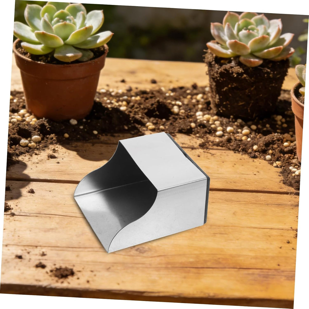 Stainless Steel Transplant Scoop and Mini Soil Shovel for Indoor Plants Succulents Cactus Gardening with 3.23" Wide Portable Potting Trowel Tool