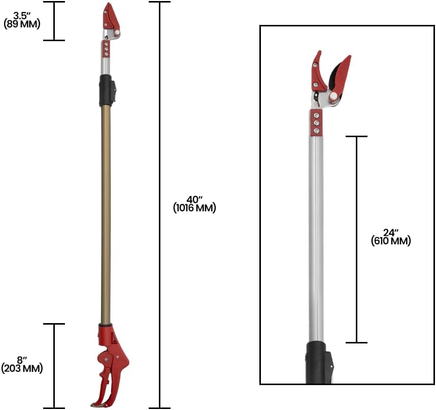 ZL625 Telescopic Long Reach Pruner with Pruning Saw, Extends 70 to 119 Inches