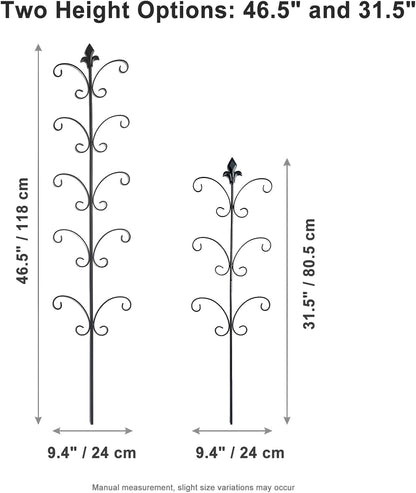 Metal Monstera Plant Support 2-Pack, Adjustable Height Steel Plant Trellis for Pothos, Vining & Climbing Potted Plants, Indoor & Outdoor, Sturdy Rotatable Plant Stakes with Rounded Ends, 31" & 46"
