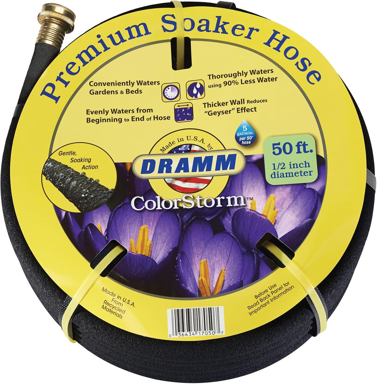 17010 ColorStorm Premium 50 Foot Soaker Garden Hose, Black