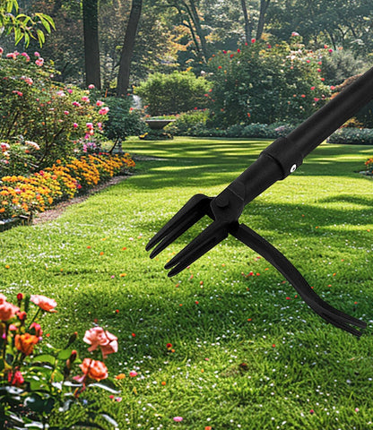 Weed Puller Tool, 4-Claw Stand Up Gardening Hand Weeding Tool with Adjustable 47.8" Stainless Steel Handle & 1035 Steel Head - Easily Remove Weeds Without Bending, Pulling, or Kneeling